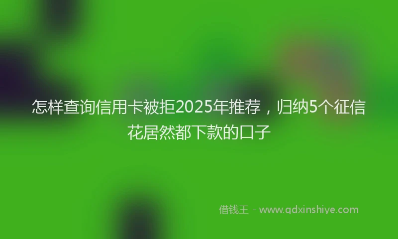 怎样查询信用卡被拒2025年推荐，归纳5个征信花居然都下款的口子