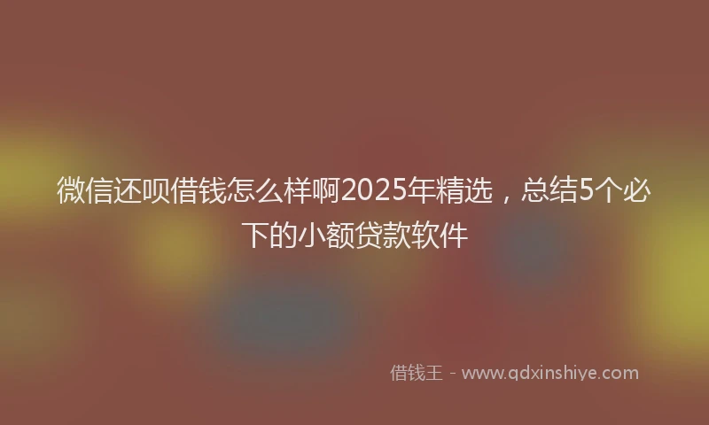 微信还呗借钱怎么样啊2025年精选，总结5个必下的小额贷款软件