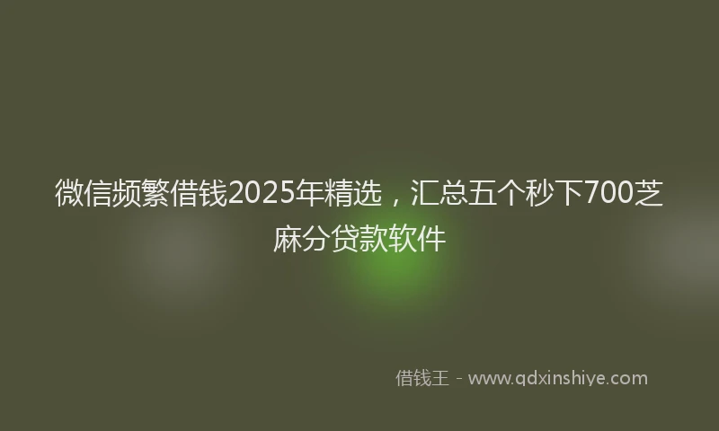 微信频繁借钱2025年精选，汇总五个秒下700芝麻分贷款软件