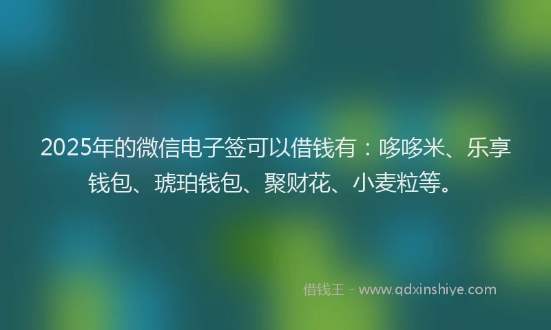 2025年的微信电子签可以借钱有：哆哆米、乐享钱包、琥珀钱包、聚财花、小麦粒等。