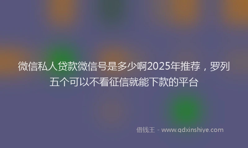微信私人贷款微信号是多少啊2025年推荐，罗列五个可以不看征信就能下款的平台