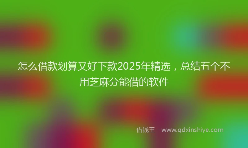 怎么借款划算又好下款2025年精选，总结五个不用芝麻分能借的软件