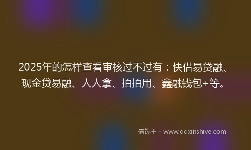 2025年的怎样查看审核过不过有：快借易贷融、现金贷易融、人人拿、拍拍用、鑫融钱包+等。