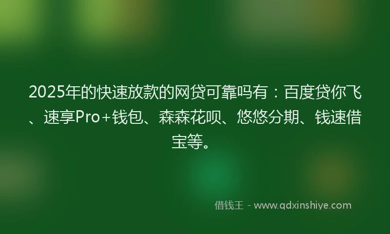 2025年的快速放款的网贷可靠吗有：百度贷你飞、速享Pro+钱包、森森花呗、悠悠分期、钱速借宝等。