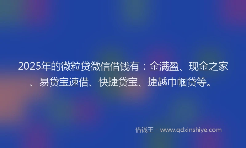 2025年的微粒贷微信借钱有：金满盈、现金之家、易贷宝速借、快捷贷宝、捷越巾帼贷等。