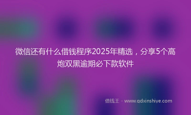 微信还有什么借钱程序2025年精选，分享5个高炮双黑逾期必下款软件