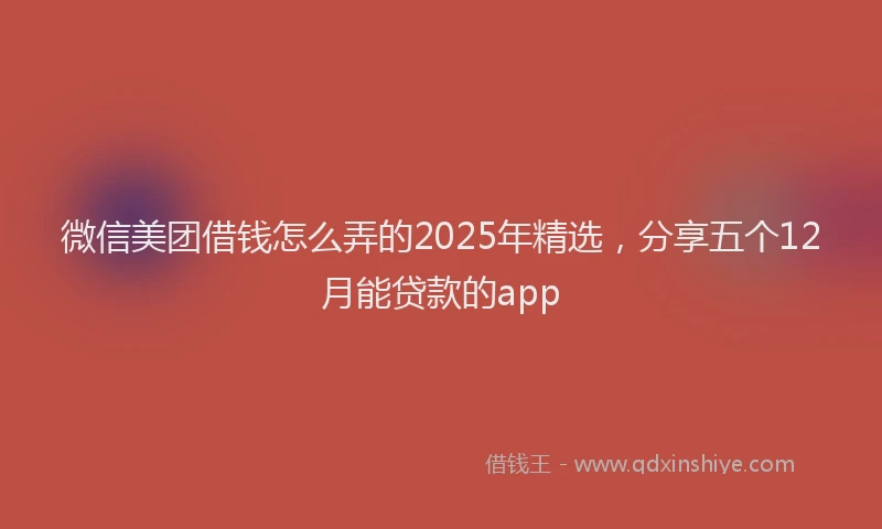 微信美团借钱怎么弄的2025年精选，分享五个12月能贷款的app