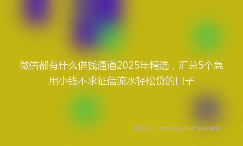 微信都有什么借钱通道2025年精选，汇总5个急用小钱不求征信流水轻松贷的口子