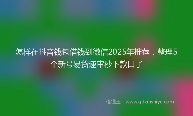怎样在抖音钱包借钱到微信2025年推荐，整理5个新号易贷速审秒下款口子
