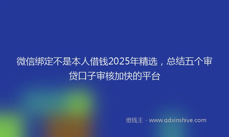 微信绑定不是本人借钱2025年精选，总结五个审贷口子审核加快的平台