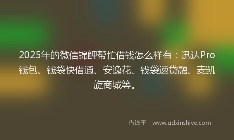 2025年的微信锦鲤帮忙借钱怎么样有：迅达Pro钱包、钱袋快借通、安逸花、钱袋速贷融、麦凯旋商城等。