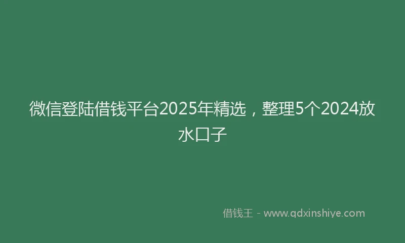 微信登陆借钱平台2025年精选，整理5个2024放水口子