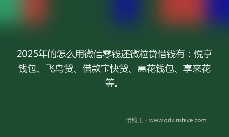 2025年的怎么用微信零钱还微粒贷借钱有：悦享钱包、飞鸟贷、借款宝快贷、惠花钱包、享来花等。