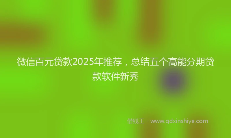 微信百元贷款2025年推荐，总结五个高能分期贷款软件新秀