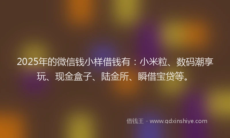 2025年的微信钱小样借钱有：小米粒、数码潮享玩、现金盒子、陆金所、瞬借宝贷等。