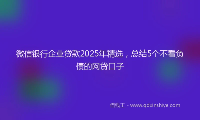 微信银行企业贷款2025年精选，总结5个不看负债的网贷口子