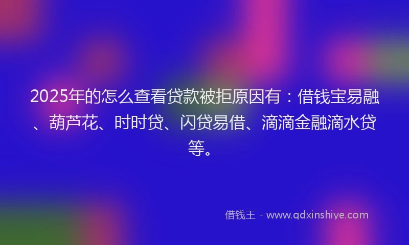 2025年的怎么查看贷款被拒原因有：借钱宝易融、葫芦花、时时贷、闪贷易借、滴滴金融滴水贷等。
