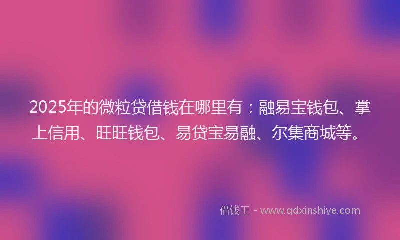 2025年的微粒贷借钱在哪里有：融易宝钱包、掌上信用、旺旺钱包、易贷宝易融、尔集商城等。