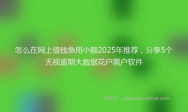 怎么在网上借钱急用小额2025年推荐，分享5个无视逾期大数据花户黑户软件