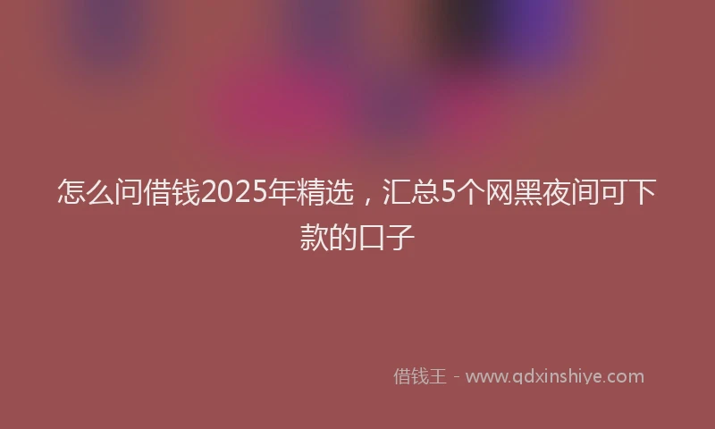 怎么问借钱2025年精选，汇总5个网黑夜间可下款的口子