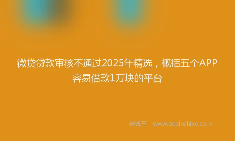 微贷贷款审核不通过2025年精选，概括五个APP容易借款1万块的平台