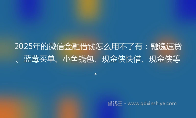 2025年的微信金融借钱怎么用不了有：融逸速贷、蓝莓买单、小鱼钱包、现金侠快借、现金侠等。