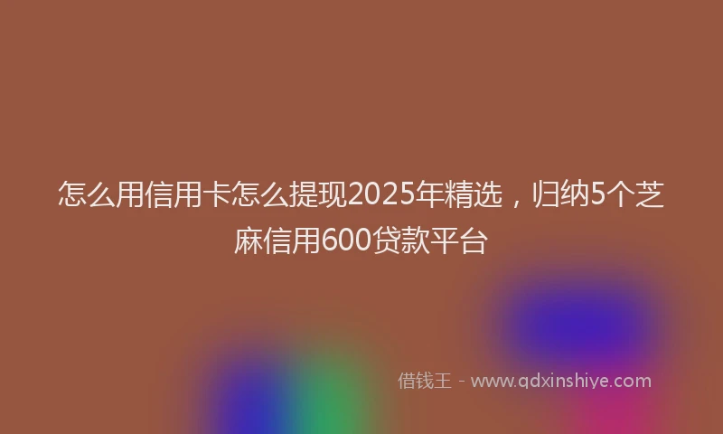 怎么用信用卡怎么提现2025年精选，归纳5个芝麻信用600贷款平台