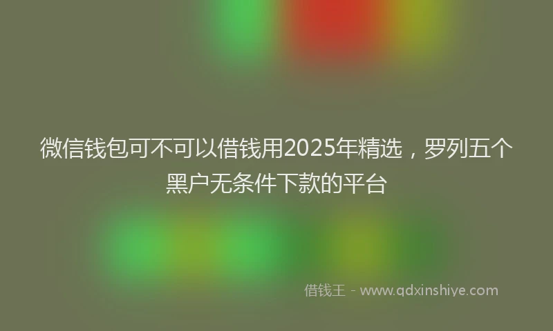 微信钱包可不可以借钱用2025年精选，罗列五个黑户无条件下款的平台