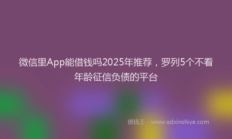 微信里App能借钱吗2025年推荐，罗列5个不看年龄征信负债的平台