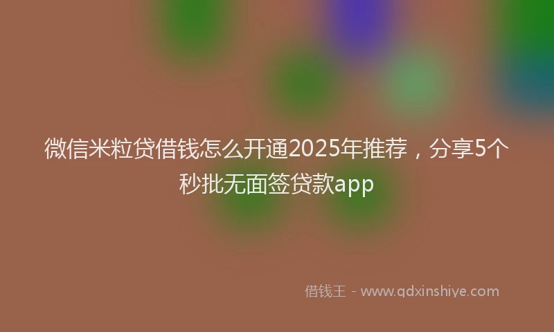 微信米粒贷借钱怎么开通2025年推荐，分享5个秒批无面签贷款app