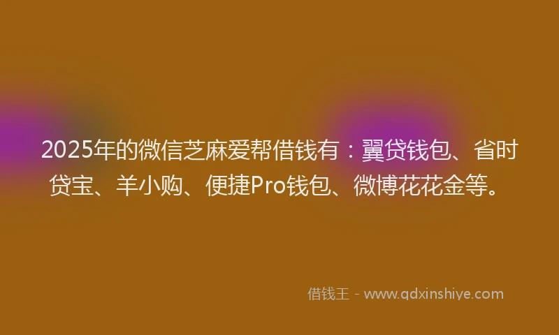 2025年的微信芝麻爱帮借钱有：翼贷钱包、省时贷宝、羊小购、便捷Pro钱包、微博花花金等。