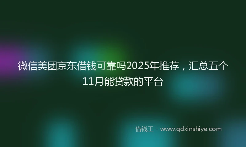 微信美团京东借钱可靠吗2025年推荐，汇总五个11月能贷款的平台