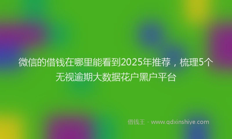 微信的借钱在哪里能看到2025年推荐，梳理5个无视逾期大数据花户黑户平台