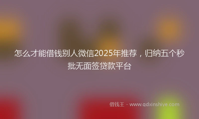 怎么才能借钱别人微信2025年推荐，归纳五个秒批无面签贷款平台
