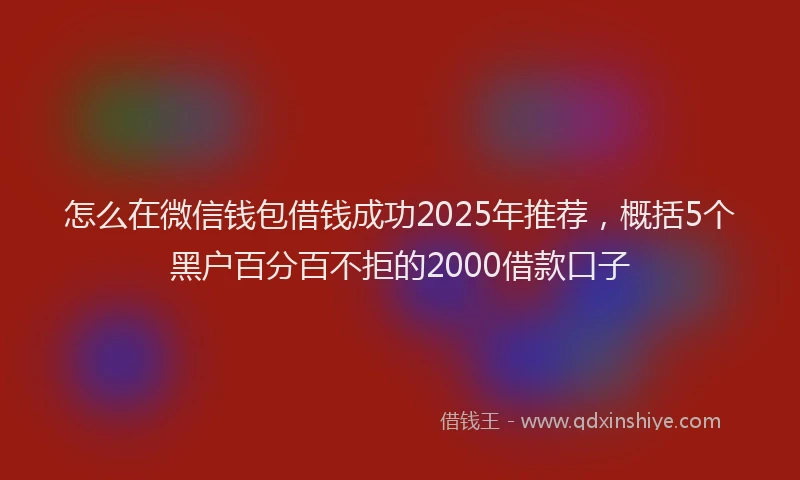 怎么在微信钱包借钱成功2025年推荐，概括5个黑户百分百不拒的2000借款口子