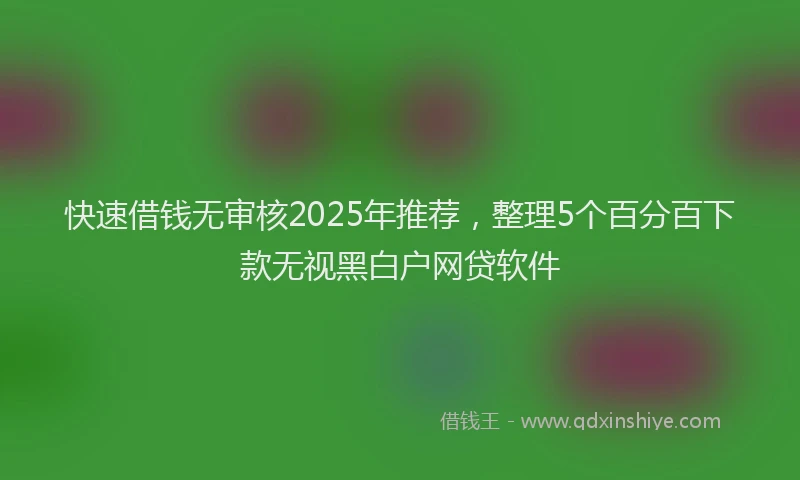 快速借钱无审核2025年推荐，整理5个百分百下款无视黑白户网贷软件