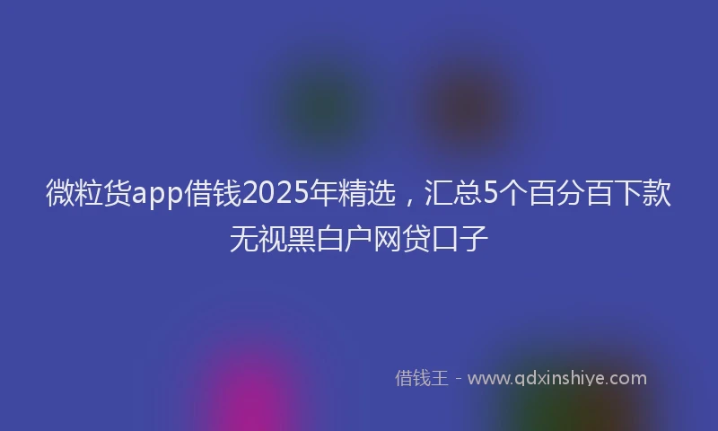 微粒货app借钱2025年精选，汇总5个百分百下款无视黑白户网贷口子