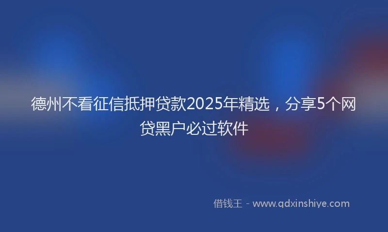 德州不看征信抵押贷款2025年精选，分享5个网贷黑户必过软件