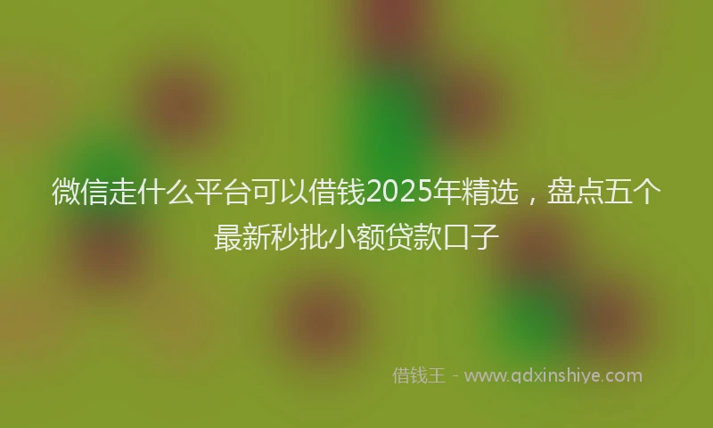 微信走什么平台可以借钱2025年精选，盘点五个最新秒批小额贷款口子