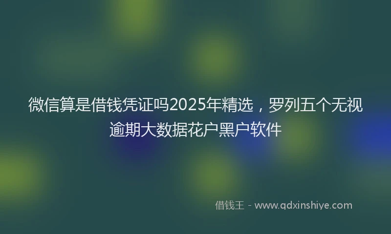 微信算是借钱凭证吗2025年精选，罗列五个无视逾期大数据花户黑户软件
