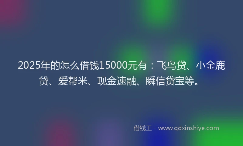 2025年的怎么借钱15000元有：飞鸟贷、小金鹿贷、爱帮米、现金速融、瞬信贷宝等。