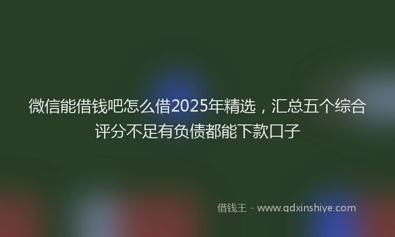 微信能借钱吧怎么借2025年精选，汇总五个综合评分不足有负债都能下款口子