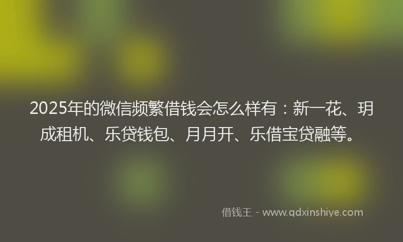 2025年的微信频繁借钱会怎么样有：新一花、玥成租机、乐贷钱包、月月开、乐借宝贷融等。