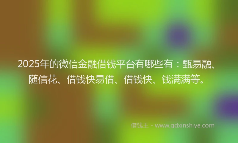 2025年的微信金融借钱平台有哪些有：甄易融、随信花、借钱快易借、借钱快、钱满满等。