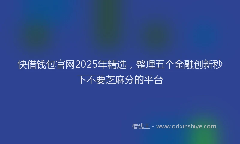 快借钱包官网2025年精选，整理五个金融创新秒下不要芝麻分的平台