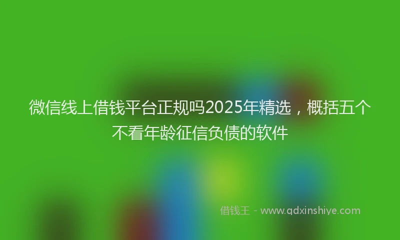 微信线上借钱平台正规吗2025年精选，概括五个不看年龄征信负债的软件