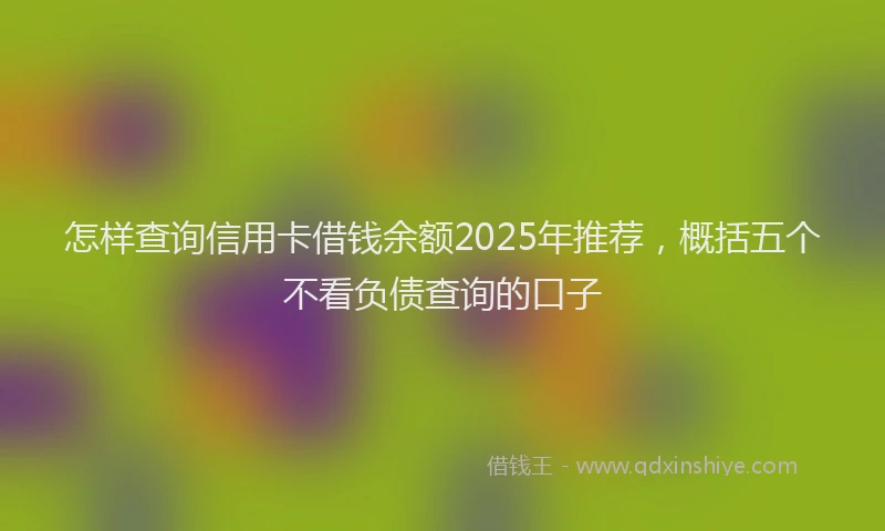 怎样查询信用卡借钱余额2025年推荐，概括五个不看负债查询的口子