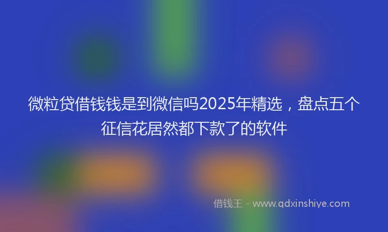 微粒贷借钱钱是到微信吗2025年精选，盘点五个征信花居然都下款了的软件