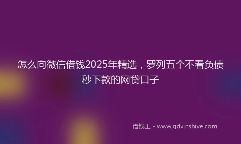 怎么向微信借钱2025年精选，罗列五个不看负债秒下款的网贷口子