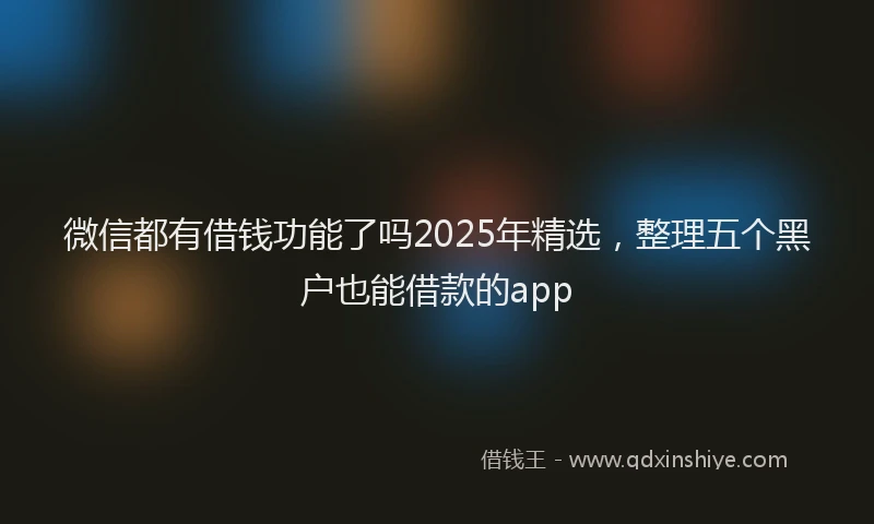 微信都有借钱功能了吗2025年精选，整理五个黑户也能借款的app